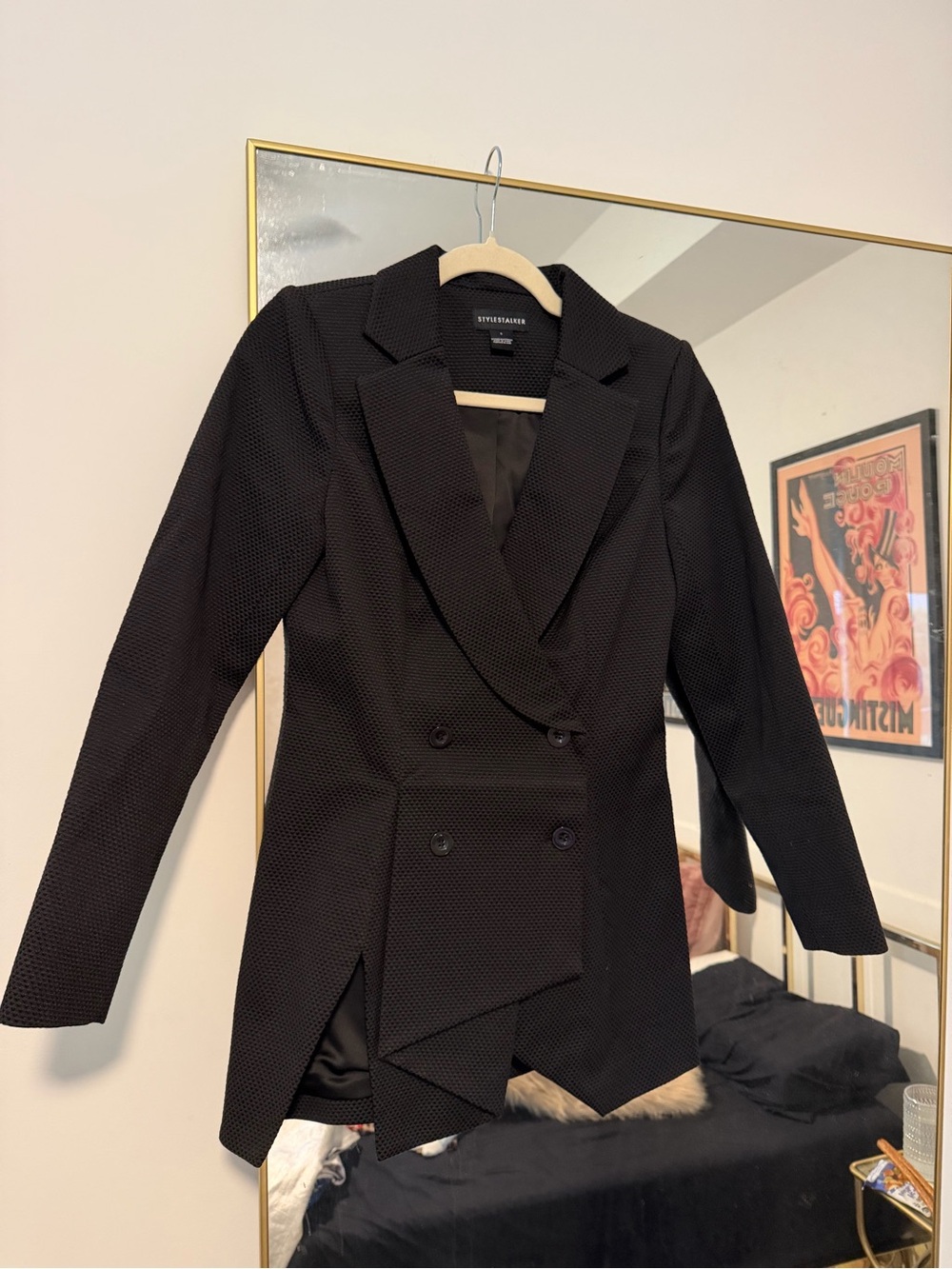 Stylestalker Black Double-Breasted Textured Blazer Size S